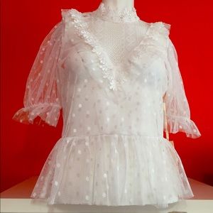 Blashe Sexy Boho Vintage Mesh Embroidered Top